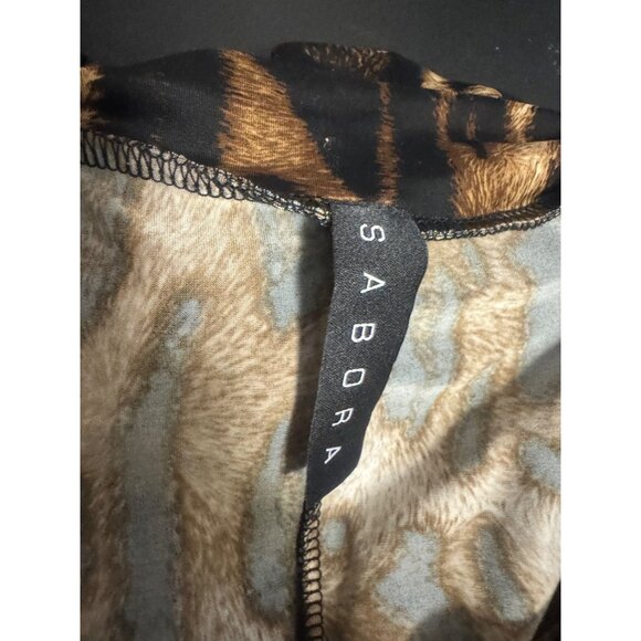 Women's Sabora Leopard Animal Print Peplum Accent Leggings Size Small - Picture 6 of 14